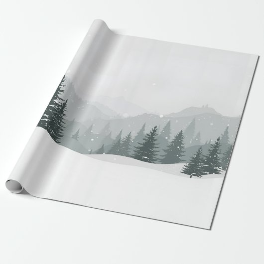 Friedlicher Winter – Minimalistisches Landschaftsd Geschenkpapier (Ungerollt)
