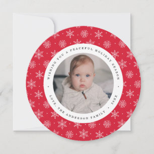 Friedlicher Winter Red Circle Holiday Foto Card Feiertagskarte