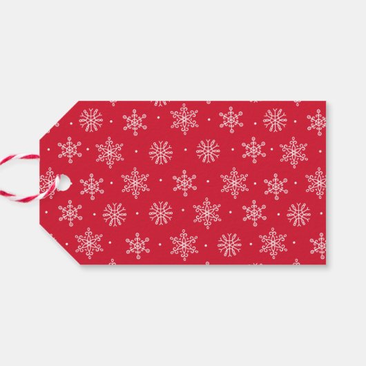 Friedlicher Winter | Roter Urlaub Geschenkanhänger (Rückseite Horizontal)