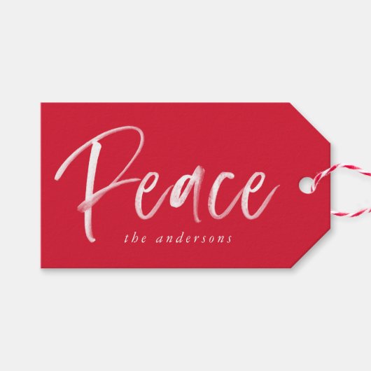 Friedlicher Winter | Roter Urlaub Geschenkanhänger (Vorderseite (Horizontal))