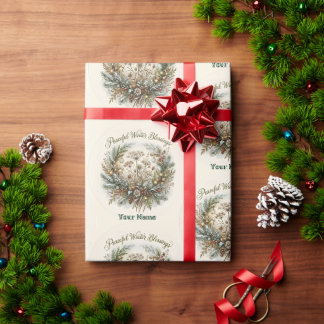 Friedlicher Winter-Segen-Kranzmuster Geschenkpapier