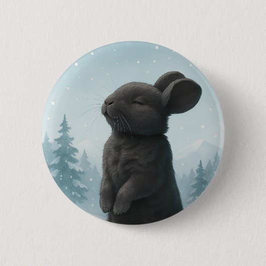 Friedlicher Winterhase Button (Vorderseite)