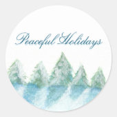 Friedlicher Winterwald - Aquarellschrift Weihnacht Runder Aufkleber (Vorderseite)