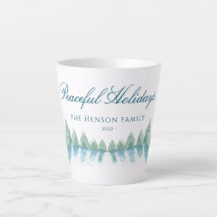 Friedlicher Winterwald Baum Aquarell Weihnachten Milchtasse