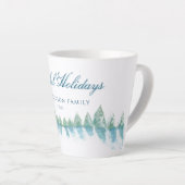 Friedlicher Winterwald Bäume Wasserfarben Weihnach Milchtasse (Rechte Ecke)