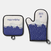 Friedlicher Winterwald mit Schnee und Schneeflocke Ofenhandschuh & Topflappen-Set (Vorderseite)
