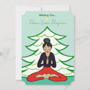 Friedlicher Yogi am Weihnachtsbaum-Feiertagskarte Feiertagskarte