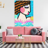 Friedliches Abstraktes Digitalportrait einer Frau Leinwanddruck (Insitu (Wohnzimmer))