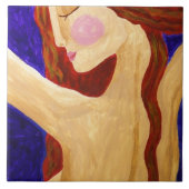 Friedliches Abstraktes Portrait einer Frau Fliese (Vorderseite)