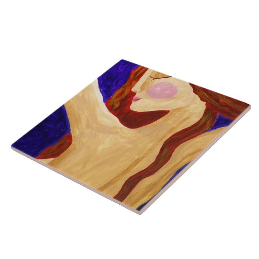 Friedliches Abstraktes Portrait einer Frau Fliese (Seite)