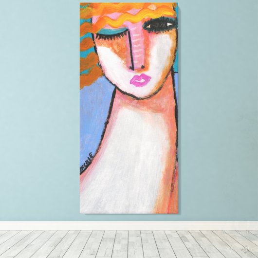 Friedliches Abstraktes Portrait einer Frau Leinwanddruck (Insitu (Holzboden))