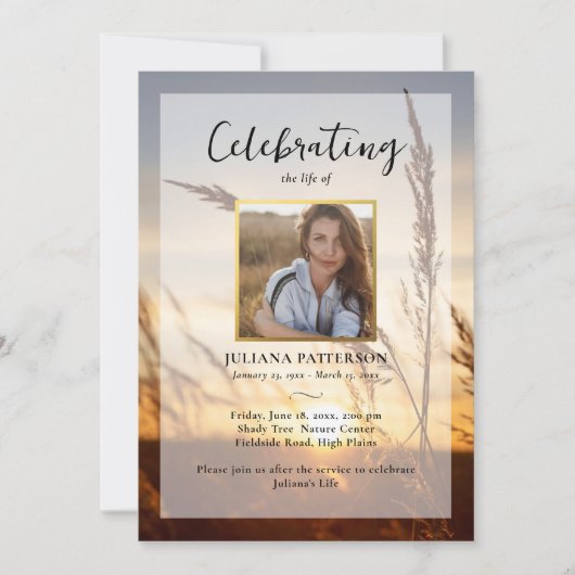 Friedliches Beerdigungsprogramm für Sunset Field F Einladung (Vorderseite)