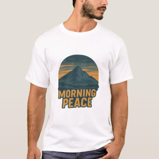 Friedliches Bergsonnenaufgangs-Retro-Emblem T-Shirt