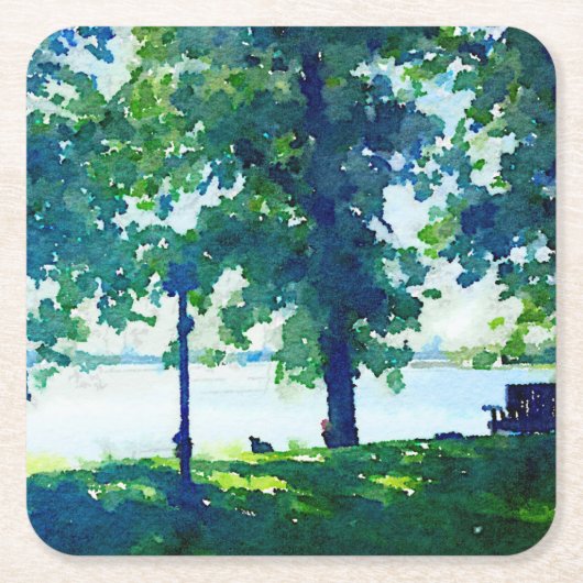 Friedliches Blau und grüner Tulaby Rechteckiger Pappuntersetzer (Vorderseite)