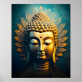 Friedliches Buddha Face Gold Art Antiquitätenposte Poster (Vorne)