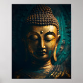Friedliches Buddha Face Gold Poster (Vorne)