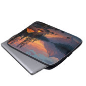 Friedliches Camping am Bergsee Laptopschutzhülle (Vorne Knopf)