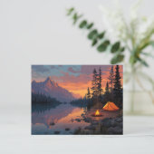 Friedliches Camping am Bergsee Postkarte (Stehend Vorderseite)