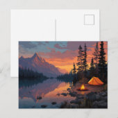 Friedliches Camping am Bergsee Postkarte (Vorne/Hinten)