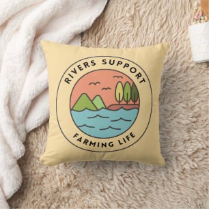 Friedliches Design der Orange Blue Retro River Far Kissen
