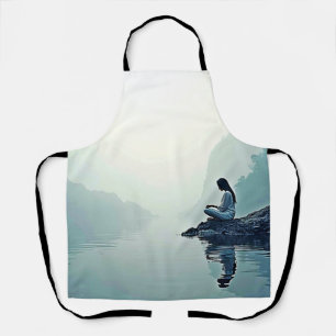 Friedliches Design der wasserseitigen Meditation Schürze