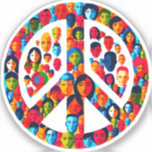 Friedliches Diversity Global Unity Peace Sign Desi Aufkleber (Vorderseite)