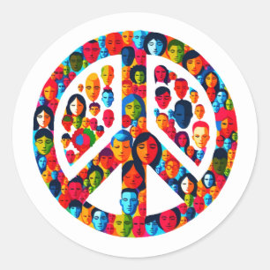 Friedliches Diversity Global Unity Peace Sign Desi Runder Aufkleber