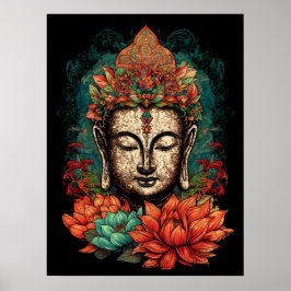 Friedliches Gesicht Buddhas | Digital Art Poster