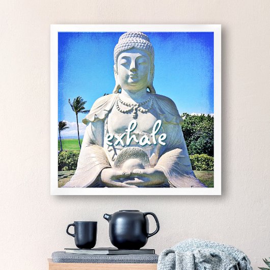 Friedliches Hawaii Buddha Foto Exhale Zitatskript Poster