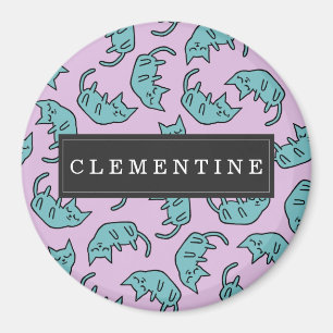 Friedliches Kitty Pattern mit Vorname Magnet