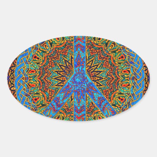 Friedliches Leben Ovaler Aufkleber (Vorderseite)