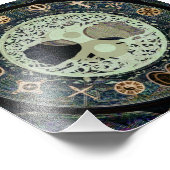 Friedliches Leben Retro Yin Yang mit dem Baum des  Fotodruck (Ecke)