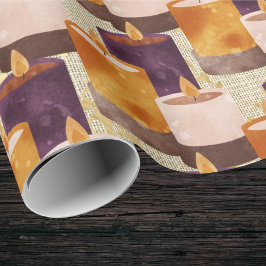 Friedliches Lila-Gold-Wellness-Center-Kerzenmuster Geschenkpapier
