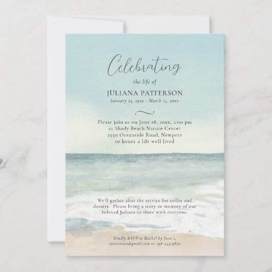 Friedliches Ocean Beach Foto Einladung (Vorderseite)