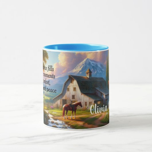 Friedliches Pferd Land Mug Tasse (Zentrum)
