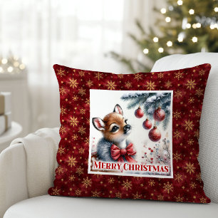 Friedliches Reh-Weihnachtskissen-Geschenk für Kind Kissen