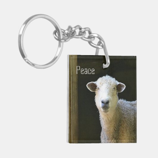 Friedliches Schaf Schlüsselanhänger (Vorderseite links)