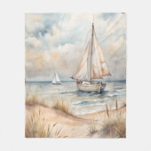 Friedliches Segeln Wasserfarbenküste Fleecedecke (Vorderseite)