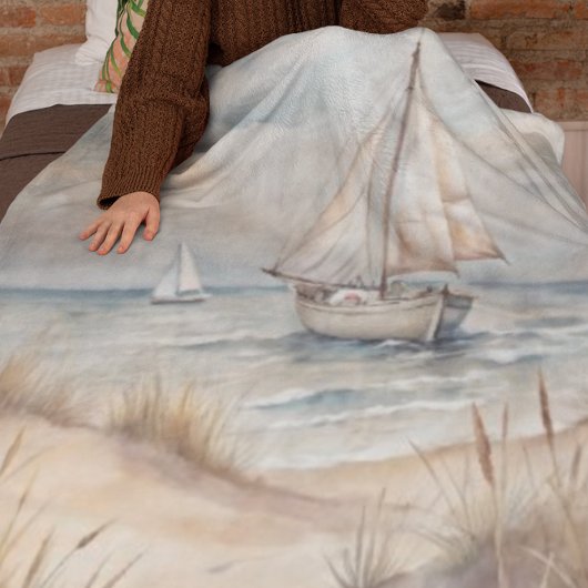 Friedliches Segeln Wasserfarbenküste Fleecedecke