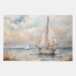 Friedliches Segeln Wasserfarbenküste Fußmatte