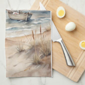 Friedliches Segeln Wasserfarbenküste Geschirrtuch (Viertel Falte)