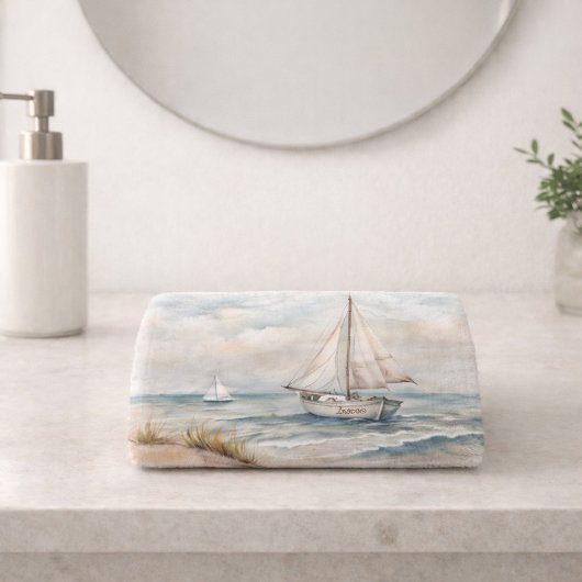 Friedliches Segeln Wasserfarbenküste Handtuch