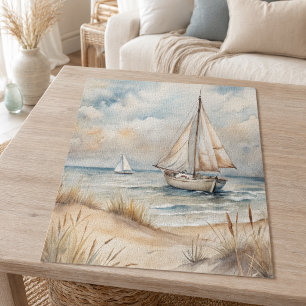 Friedliches Segeln Wasserfarbenküste Puzzle