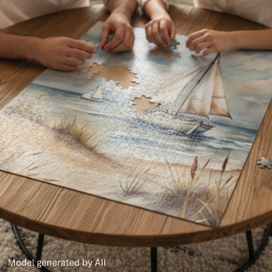 Friedliches Segeln Wasserfarbenküste Puzzle