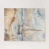 Friedliches Segeln Wasserfarbenküste Puzzle (Horizontal)