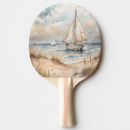 Friedliches Segeln Wasserfarbenküste Tischtennis Schläger