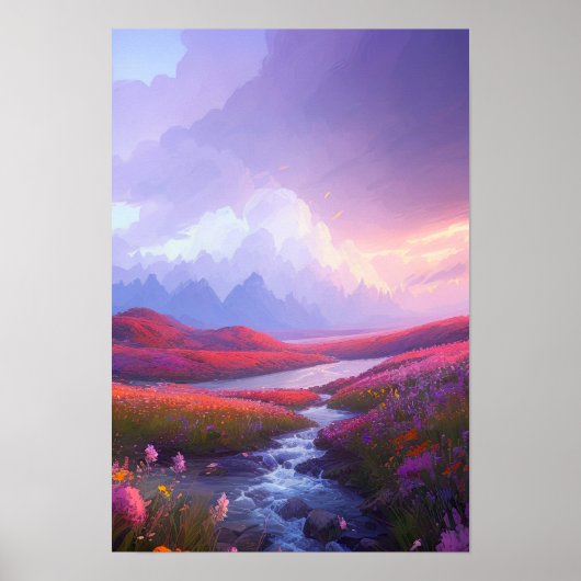 Friedliches Tal vor dem Sturm Poster (Vorne)