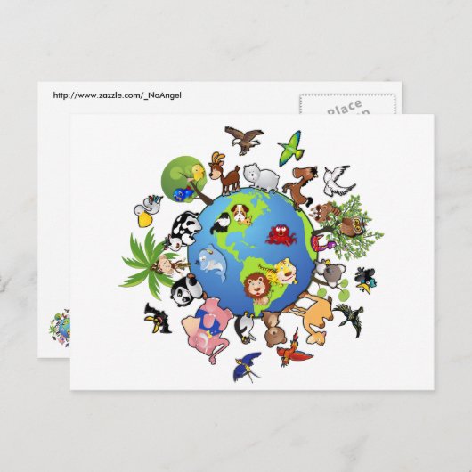 Friedliches Tierreich - Tiere in der ganzen Welt Postkarte (Vorne/Hinten)