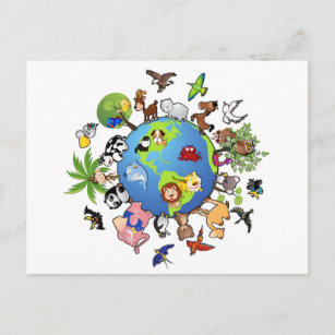 Friedliches Tierreich - Tiere in der ganzen Welt Postkarte