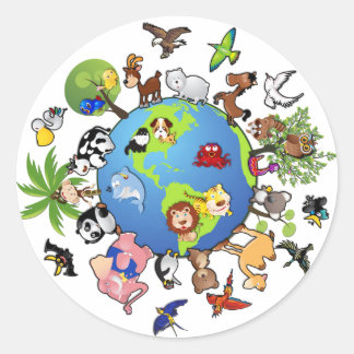 Friedliches Tierreich - Tiere in der ganzen Welt Runder Aufkleber